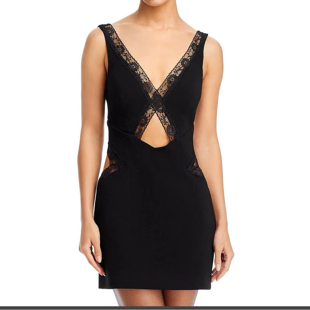 Bardot Mini Black open sides Lace Dress NWT